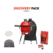 Kamado Joe Classic 2 Pack Discovery (1 demi grille en fonte, 1 demi plaque en fonte, 1 pierre à pizza et 1 sac de charbon)